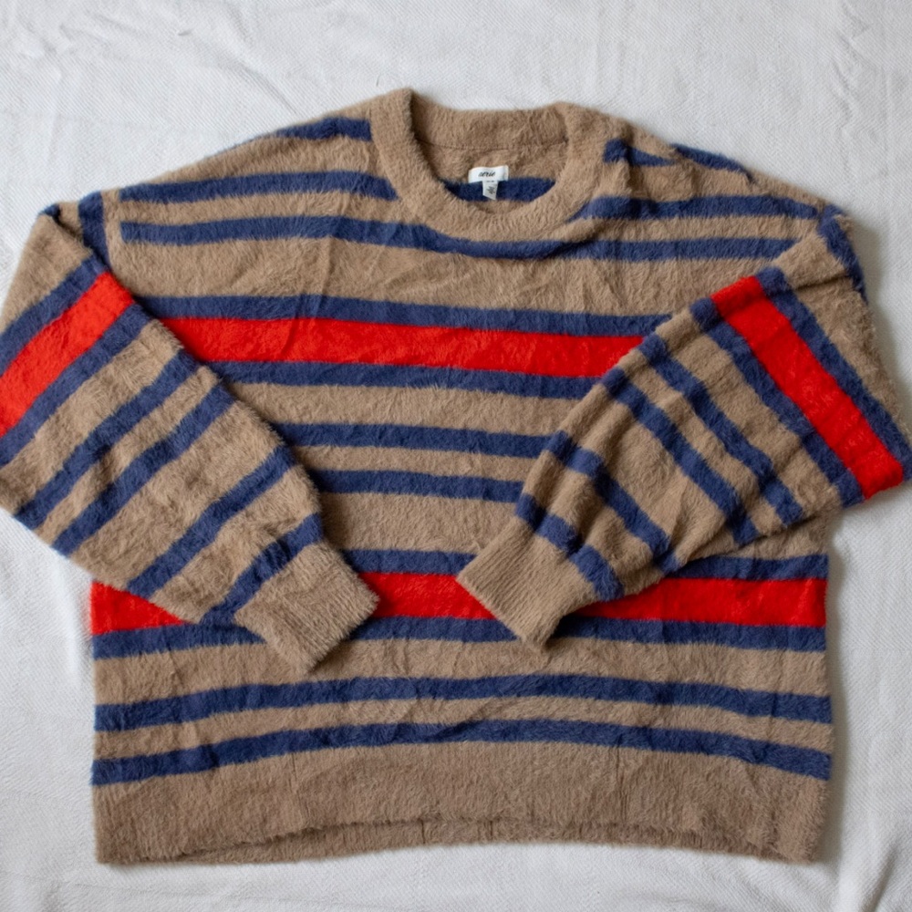 aerie striped fuzzy sweater